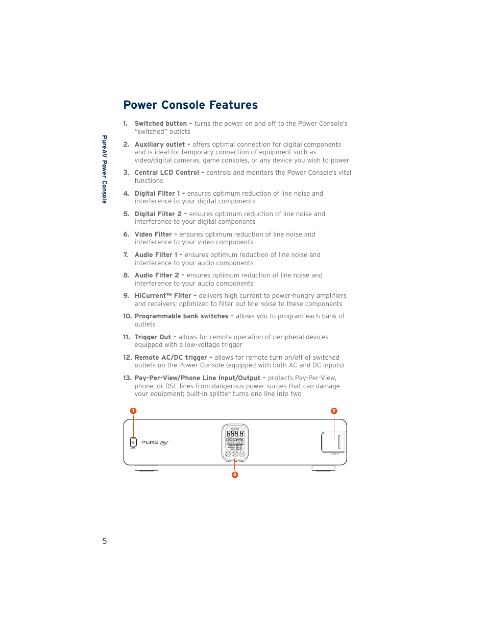 Power console features | Belkin PUREFILTER PF60 User Manual | Page 6 / 28
