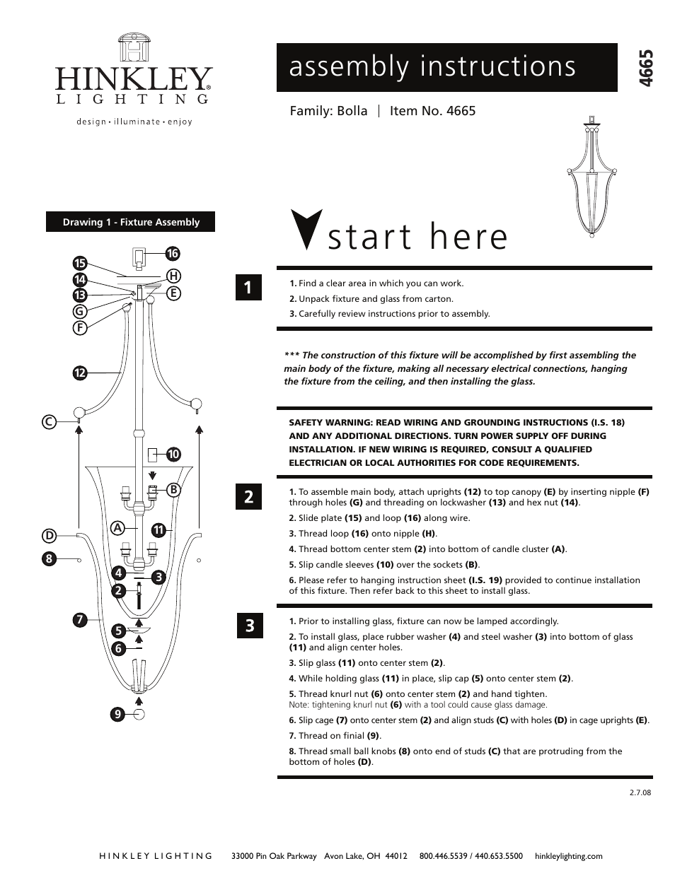 Hinkley Lighting BOLLA 4665OB User Manual | 3 pages