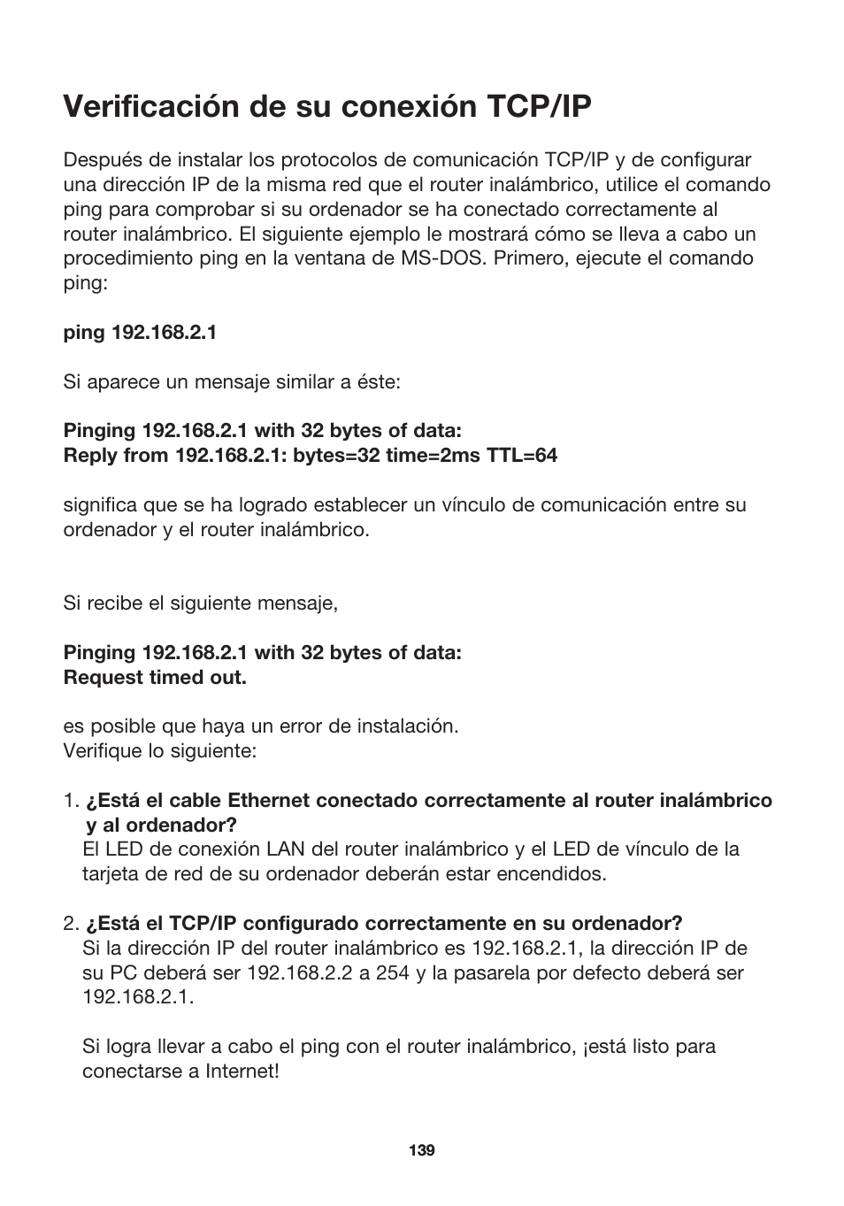Verificación de su conexión tcp/ip | MicraDigital P74847ea-A User Manual | Page 143 / 182