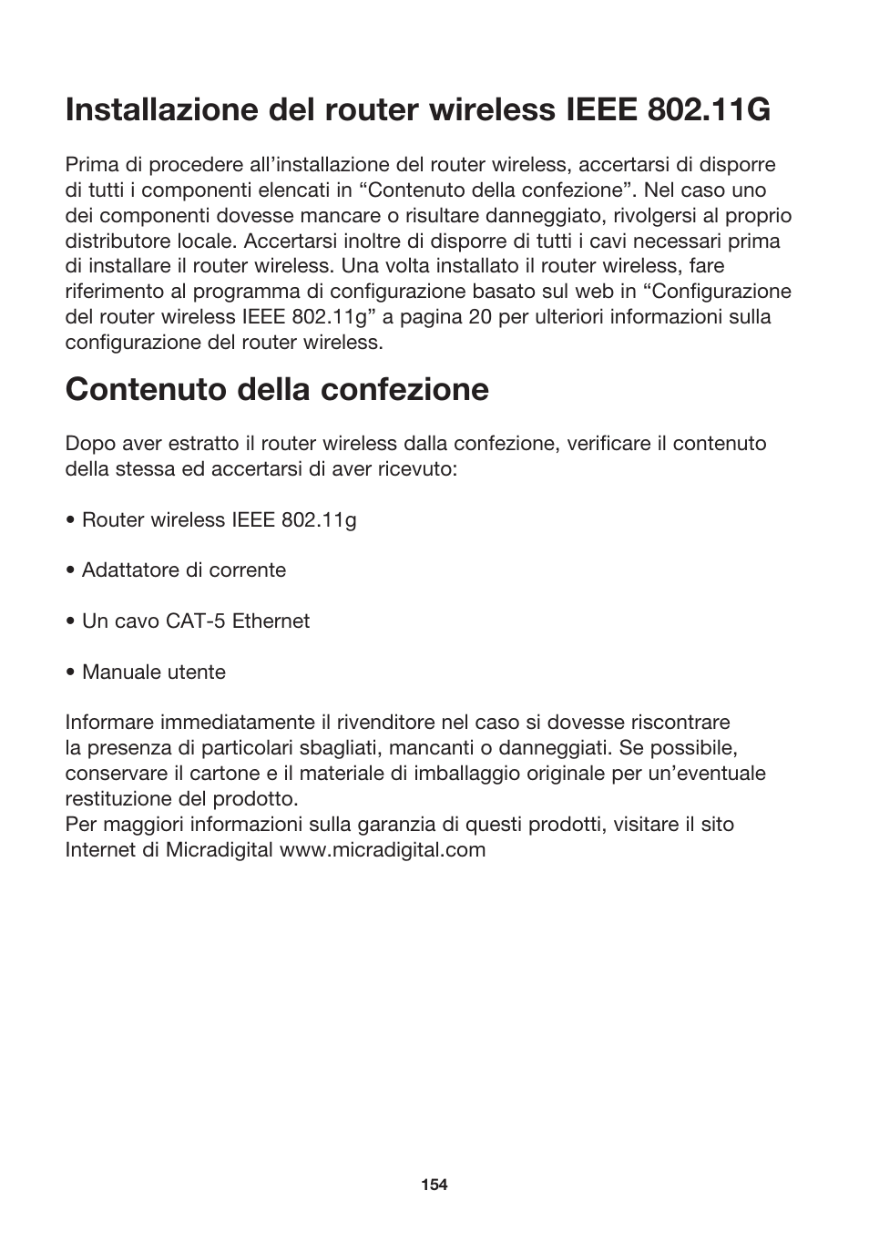 Contenuto della confezione | MicraDigital P74847ea-A User Manual | Page 158 / 182