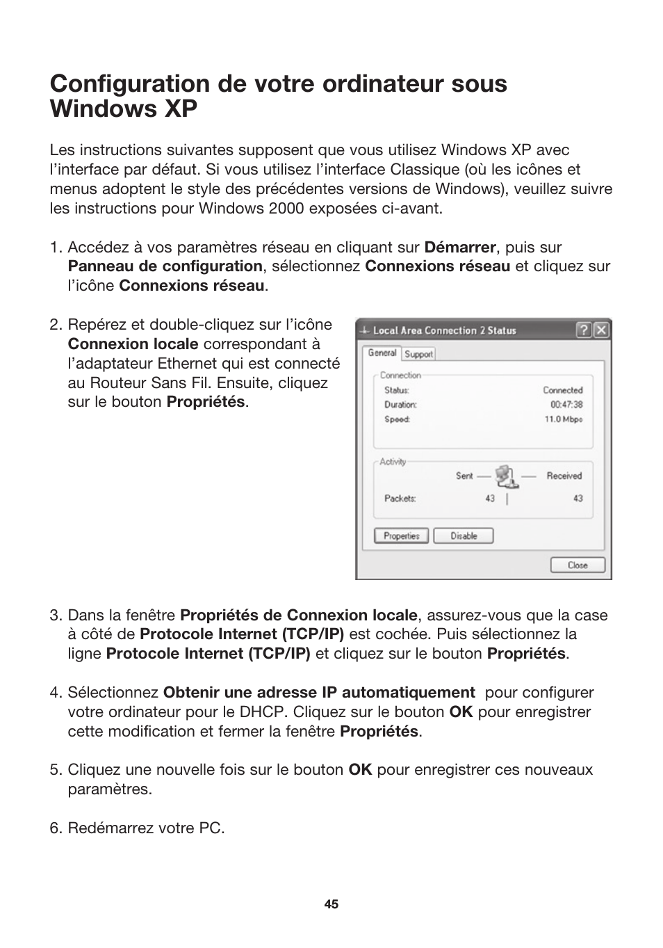 Configuration de votre ordinateur sous windows xp | MicraDigital P74847ea-A User Manual | Page 49 / 182