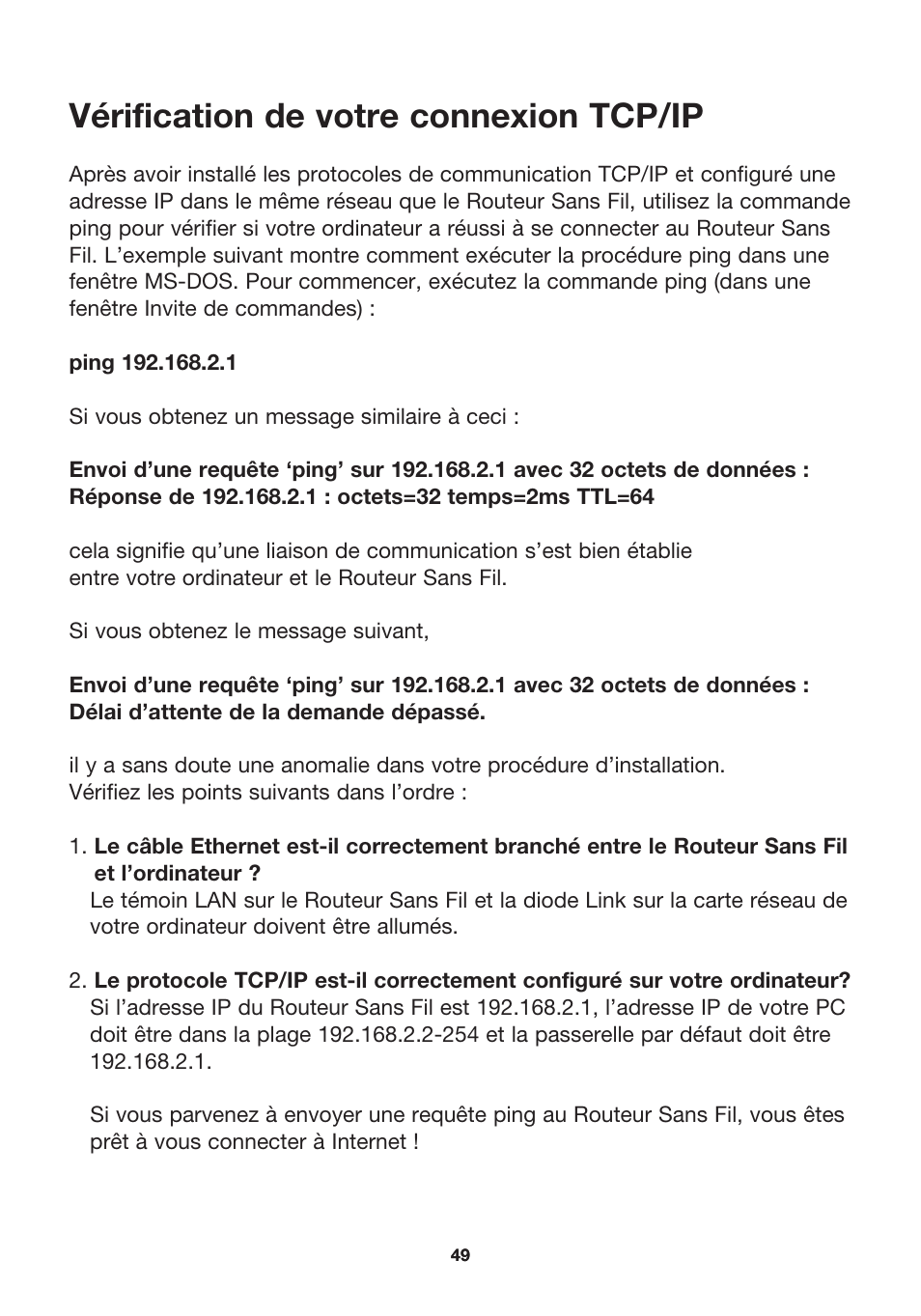 Vérification de votre connexion tcp/ip | MicraDigital P74847ea-A User Manual | Page 53 / 182