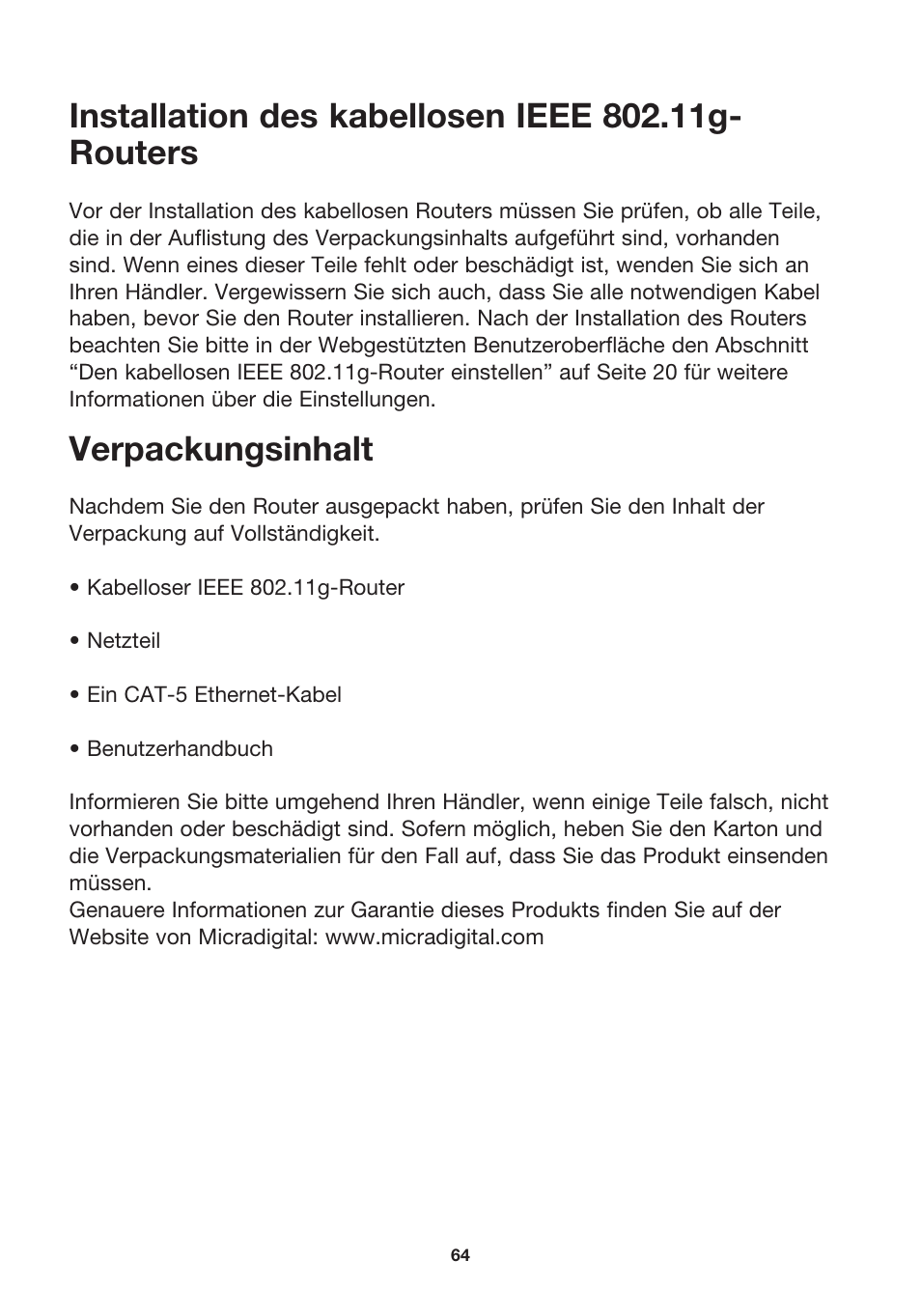 Verpackungsinhalt | MicraDigital P74847ea-A User Manual | Page 68 / 182