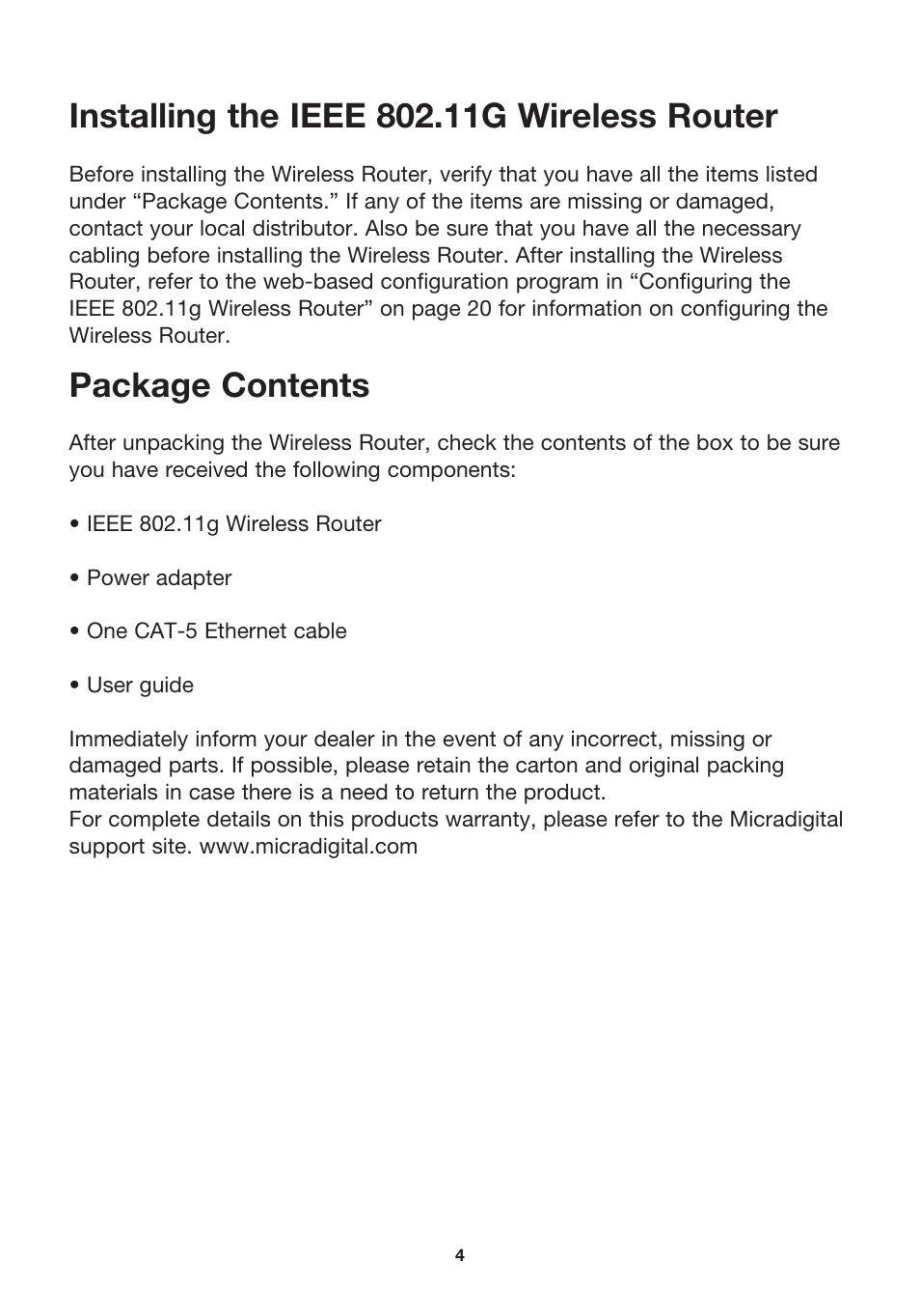 Package contents | MicraDigital P74847ea-A User Manual | Page 8 / 182