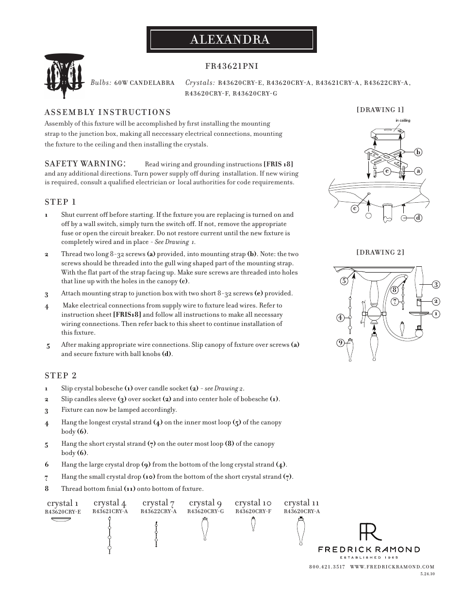 Hinkley Lighting ALEXANDRA FR43621PNI User Manual | 1 page