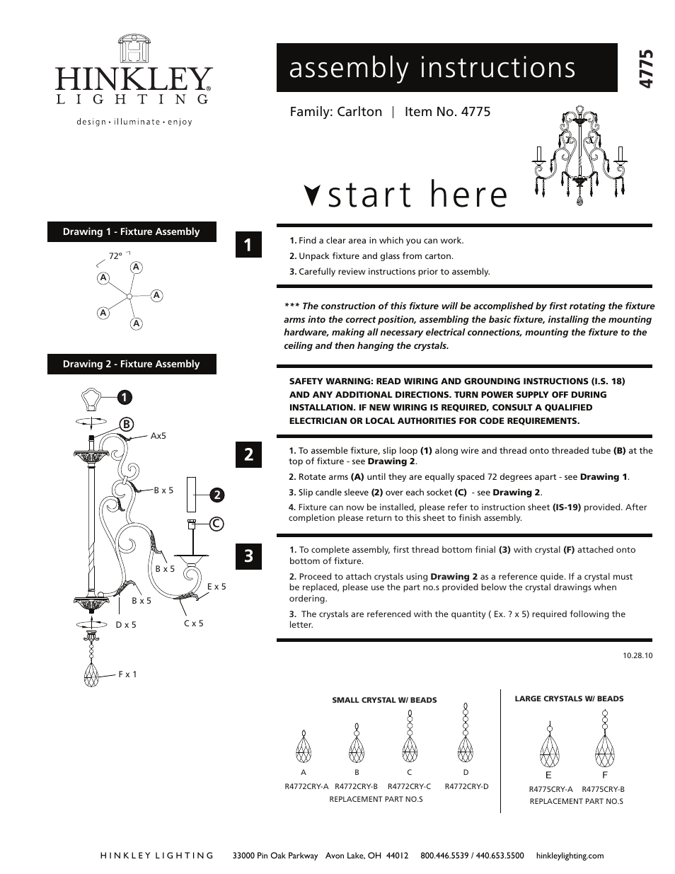 Hinkley Lighting CARLTON 4775SL User Manual | 3 pages