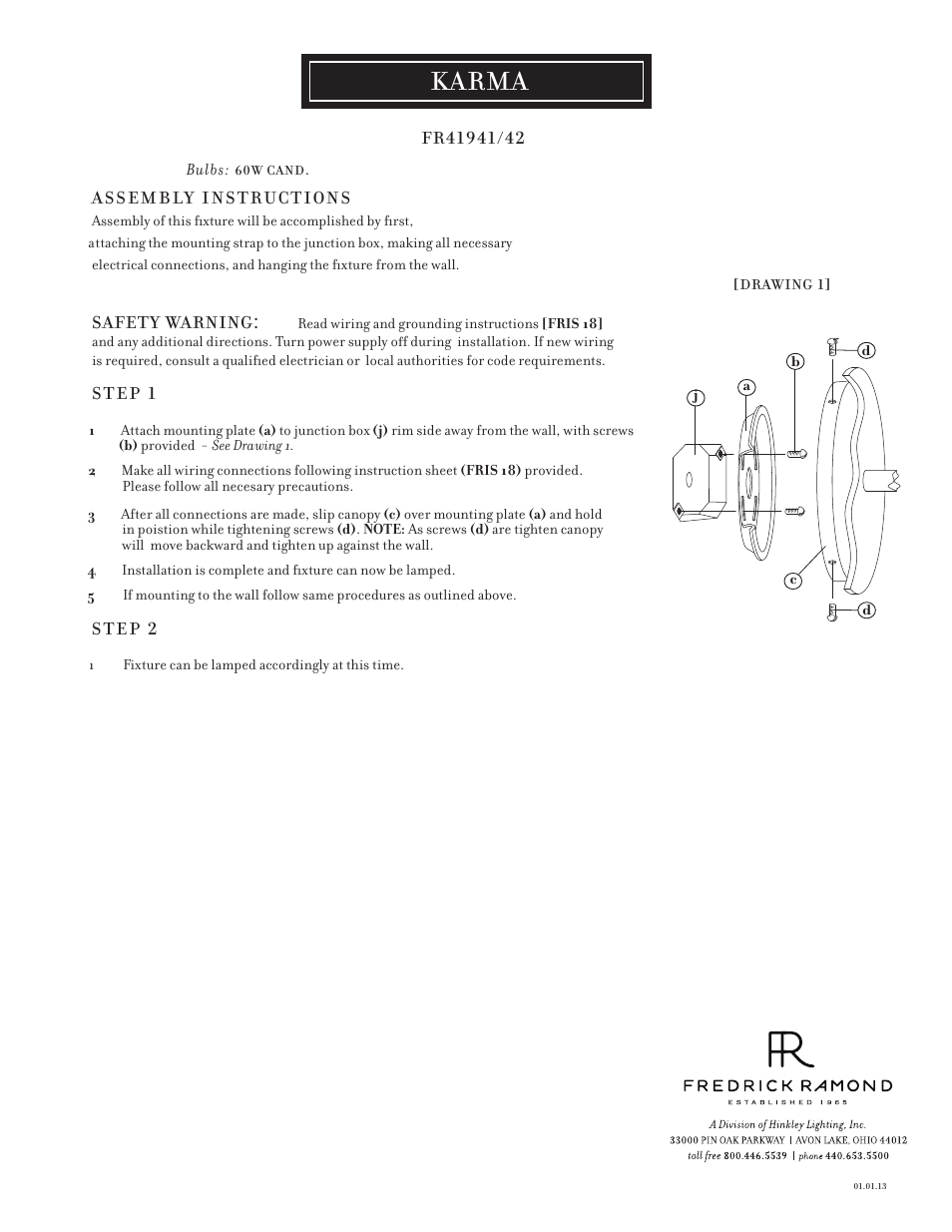 Hinkley Lighting KARMA FR41942PAL User Manual | 1 page