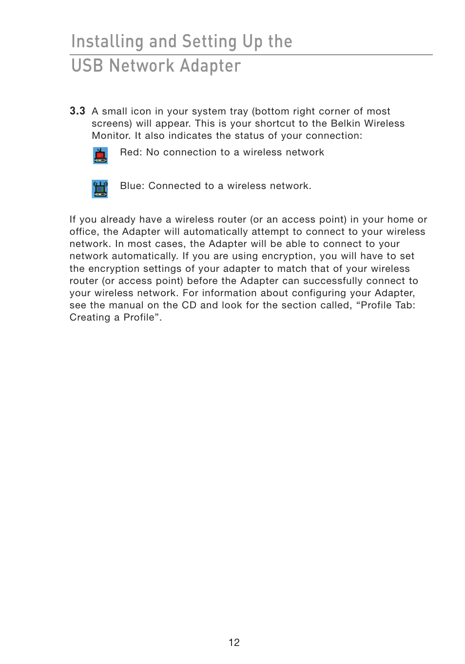 Installing and setting up the usb network adapter | Belkin F5D7051 User Manual | Page 15 / 42
