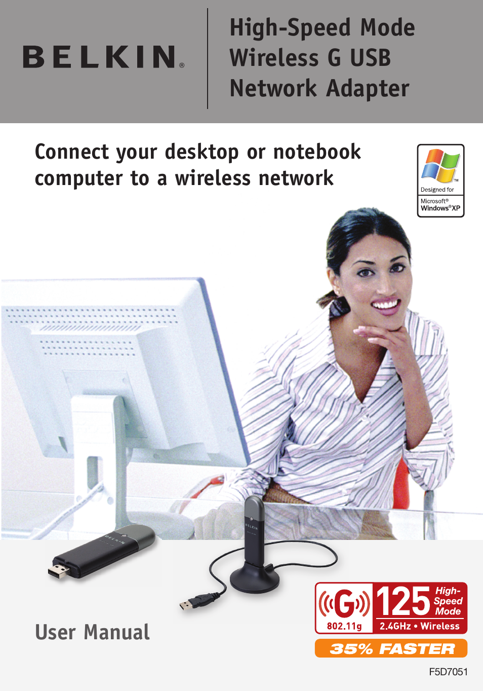 High-speed mode wireless g usb network adapter | Belkin F5D7051 User Manual | Page 2 / 42