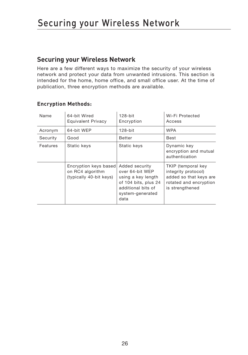 Securing your wireless network | Belkin F5D7051 User Manual | Page 29 / 42