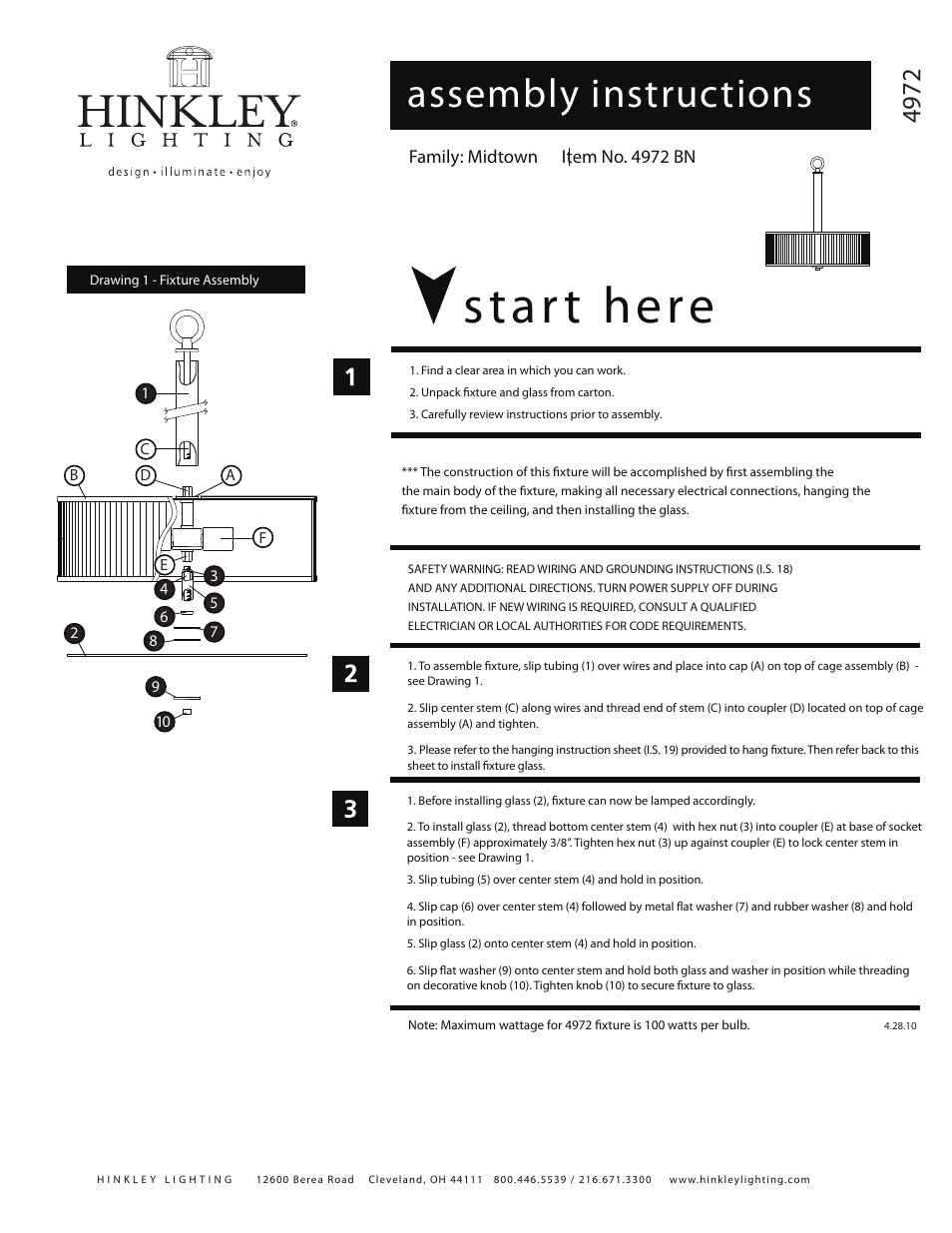 Hinkley Lighting MIDTOWN 4972BN User Manual | 1 page