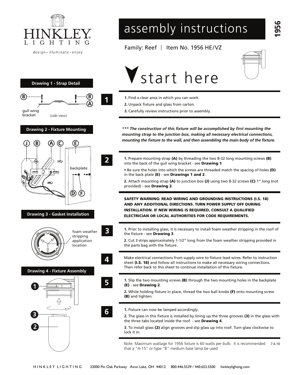 Hinkley Lighting REEF 1956 User Manual | 3 pages