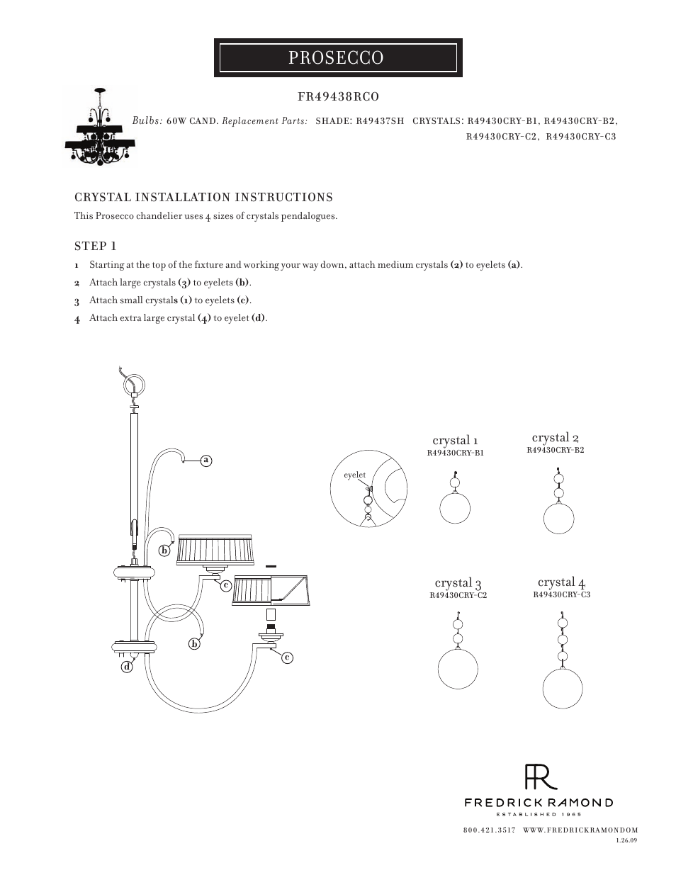 49438_crystal, Prosecco, Crystal 1 | Crystal 2, Crystal 3, Crystal 4 | Hinkley Lighting PROSECCO FR49438RCO User Manual | Page 2 / 2