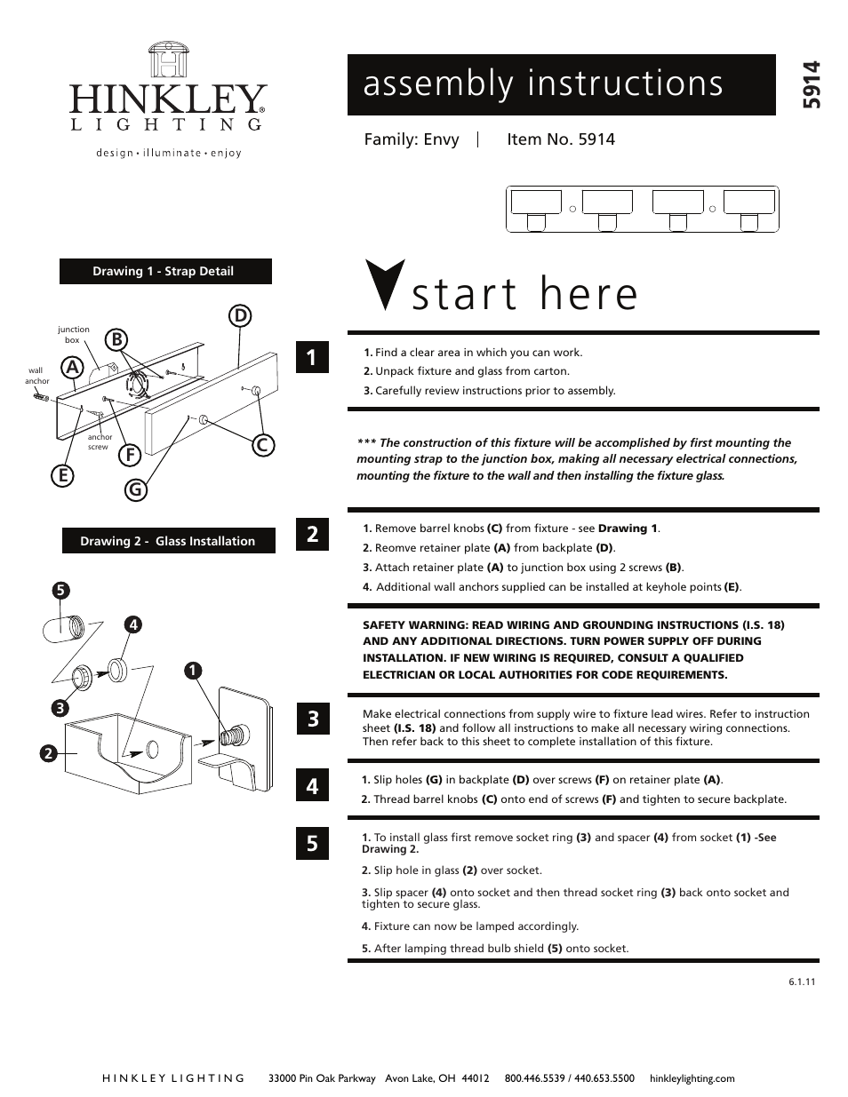 Hinkley Lighting ENVY 5914 User Manual | 2 pages