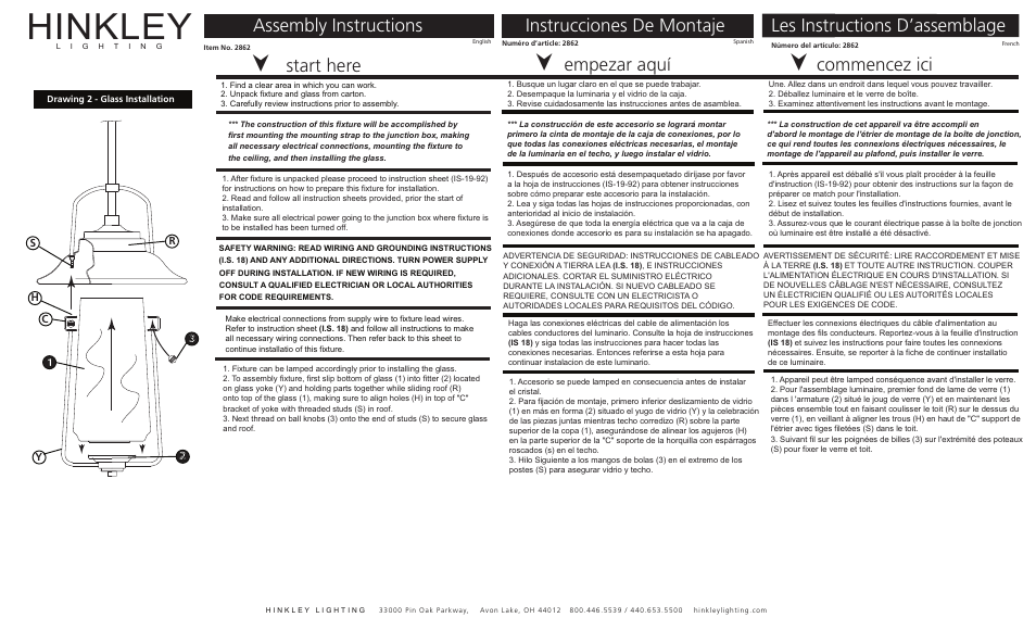 Hinkley Lighting BELDEN PLACE 2862 User Manual | 3 pages