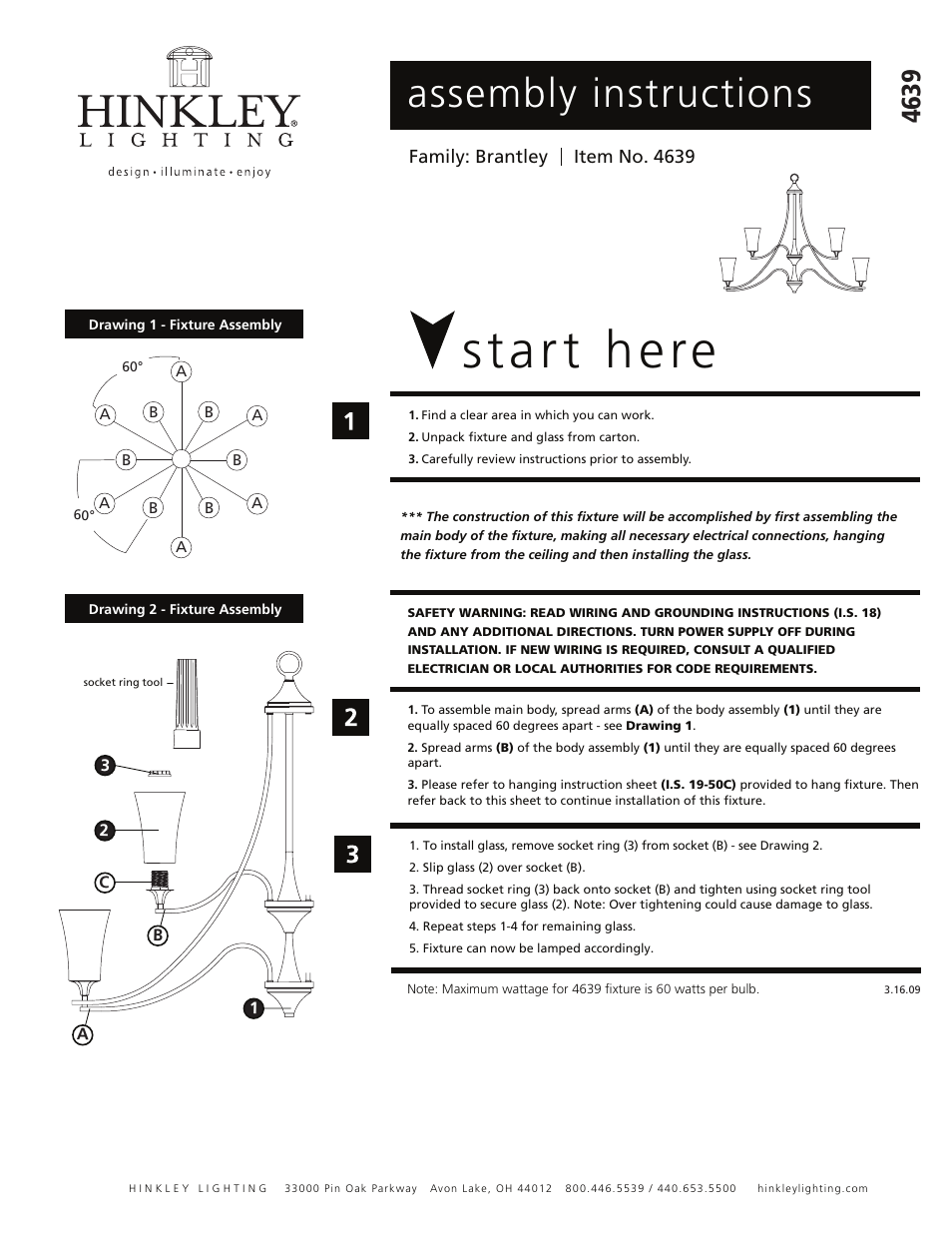 Hinkley Lighting BRANTLEY 4639BN User Manual | 3 pages