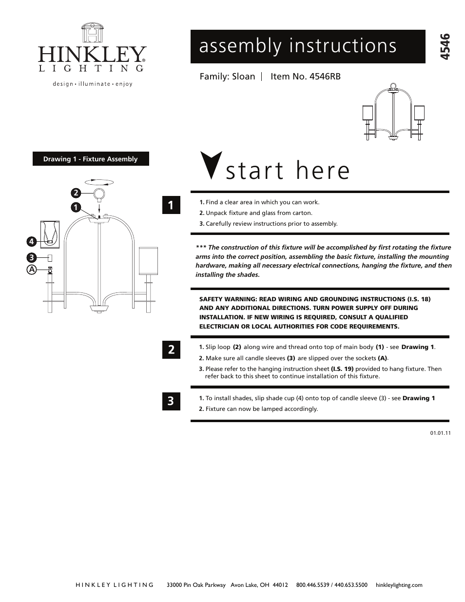 Hinkley Lighting SLOAN 4546RB User Manual | 3 pages