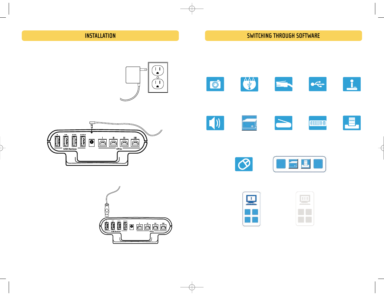 Switching through software, Installation | Belkin F1U400 User Manual | Page 9 / 12