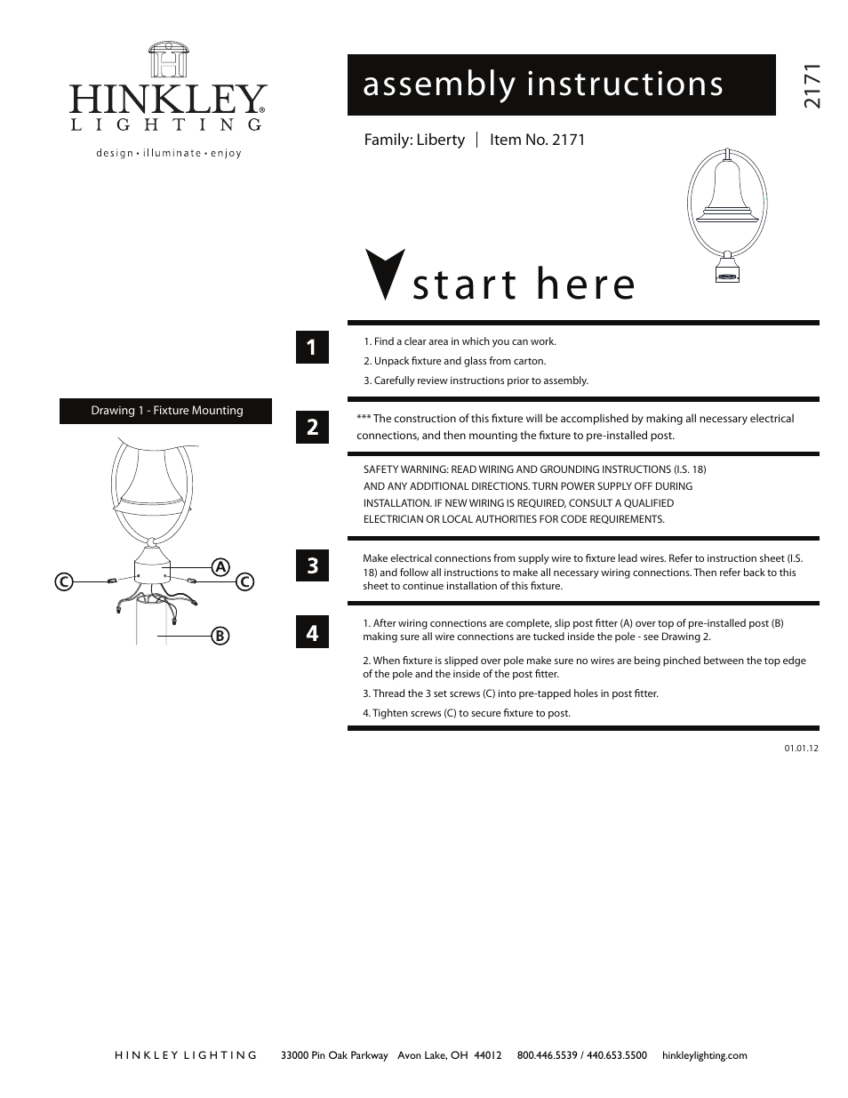 Hinkley Lighting LIBERTY 2171 User Manual | 2 pages