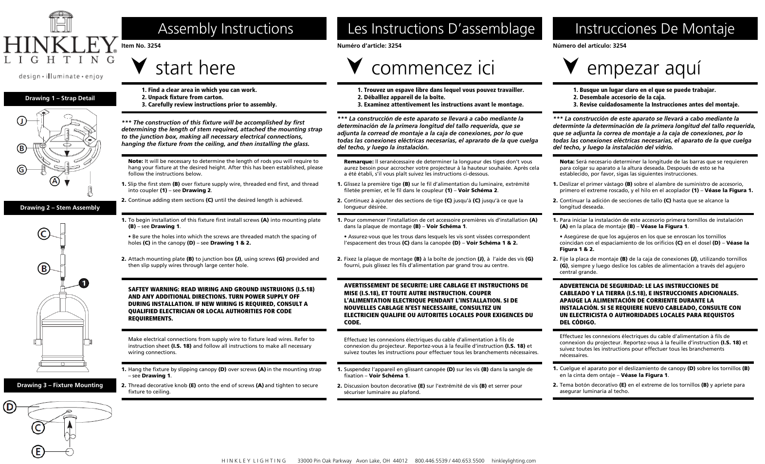 Hinkley Lighting PULLMAN 3254 User Manual | 2 pages