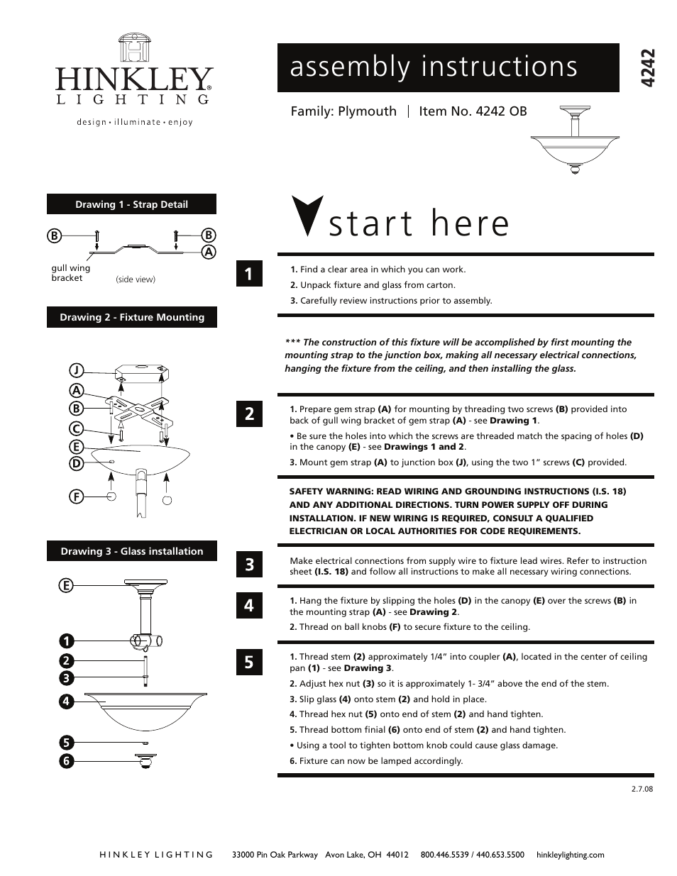 Hinkley Lighting PLYMOUTH 4242OB User Manual | 2 pages