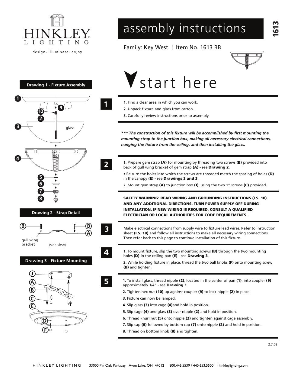Hinkley Lighting KEY WEST 1613RB User Manual | 2 pages
