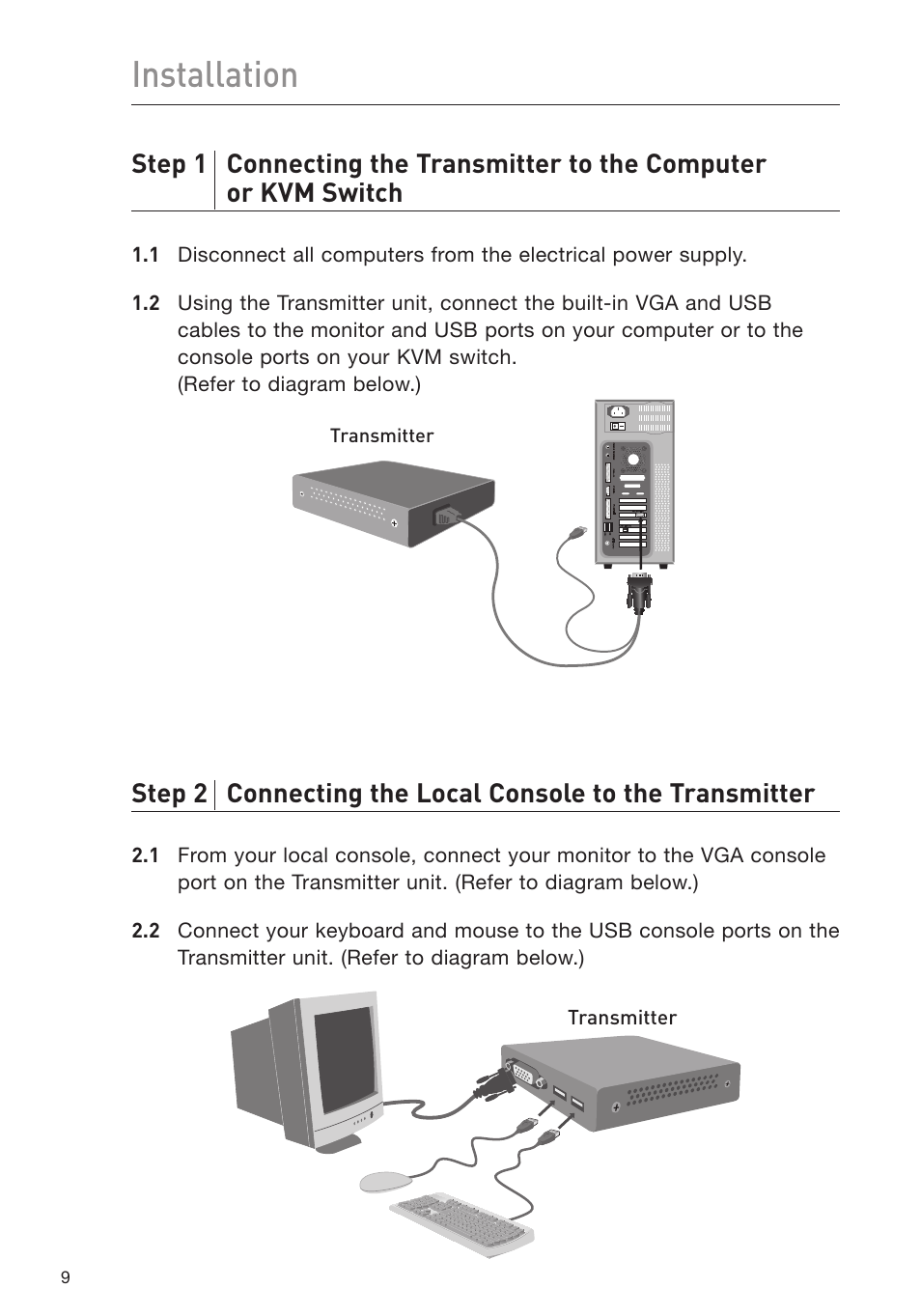 Installation | Belkin USB CAT5 KVM Extender P75472-A User Manual | Page 13 / 20