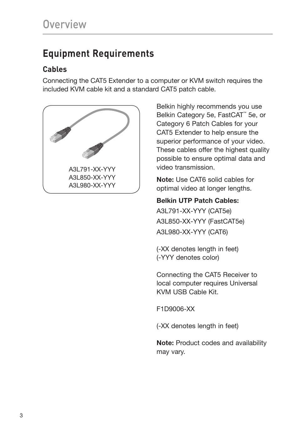 Overview, Equipment requirements | Belkin USB CAT5 KVM Extender P75472-A User Manual | Page 7 / 20