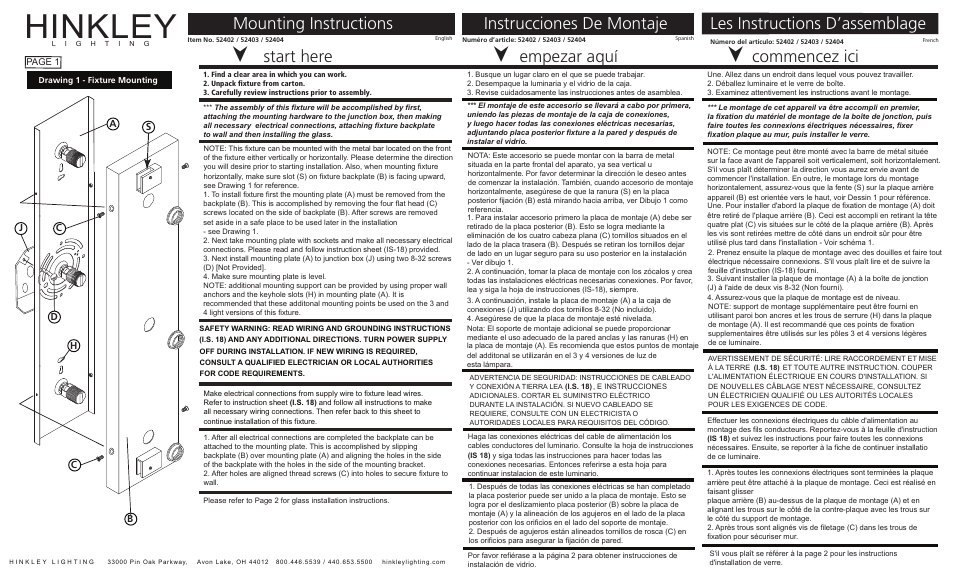 Hinkley Lighting CHLOE 52403BN User Manual | 3 pages