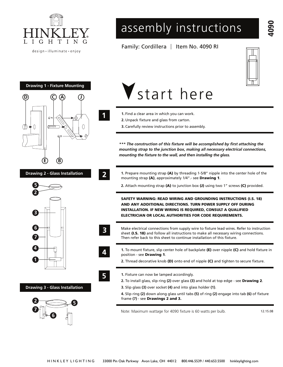 Hinkley Lighting CORDILLERA 4090RI User Manual | 2 pages