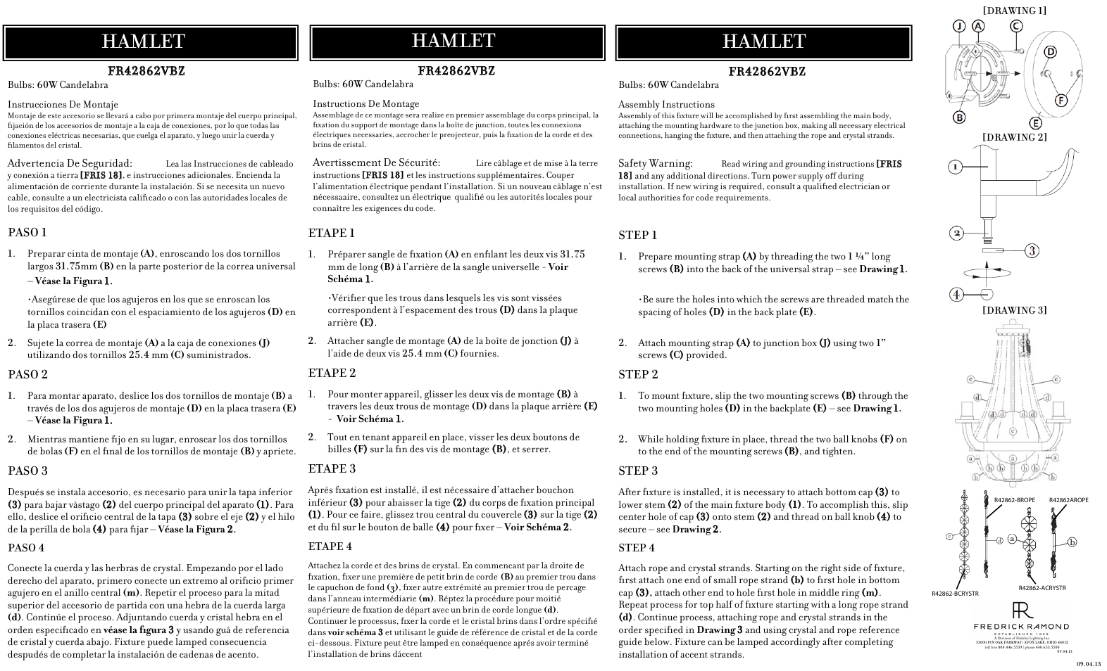 Hinkley Lighting HAMLET FR42862VBZ User Manual | 2 pages