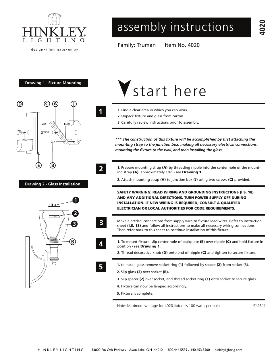 Hinkley Lighting TRUMAN 4020AN User Manual | 2 pages