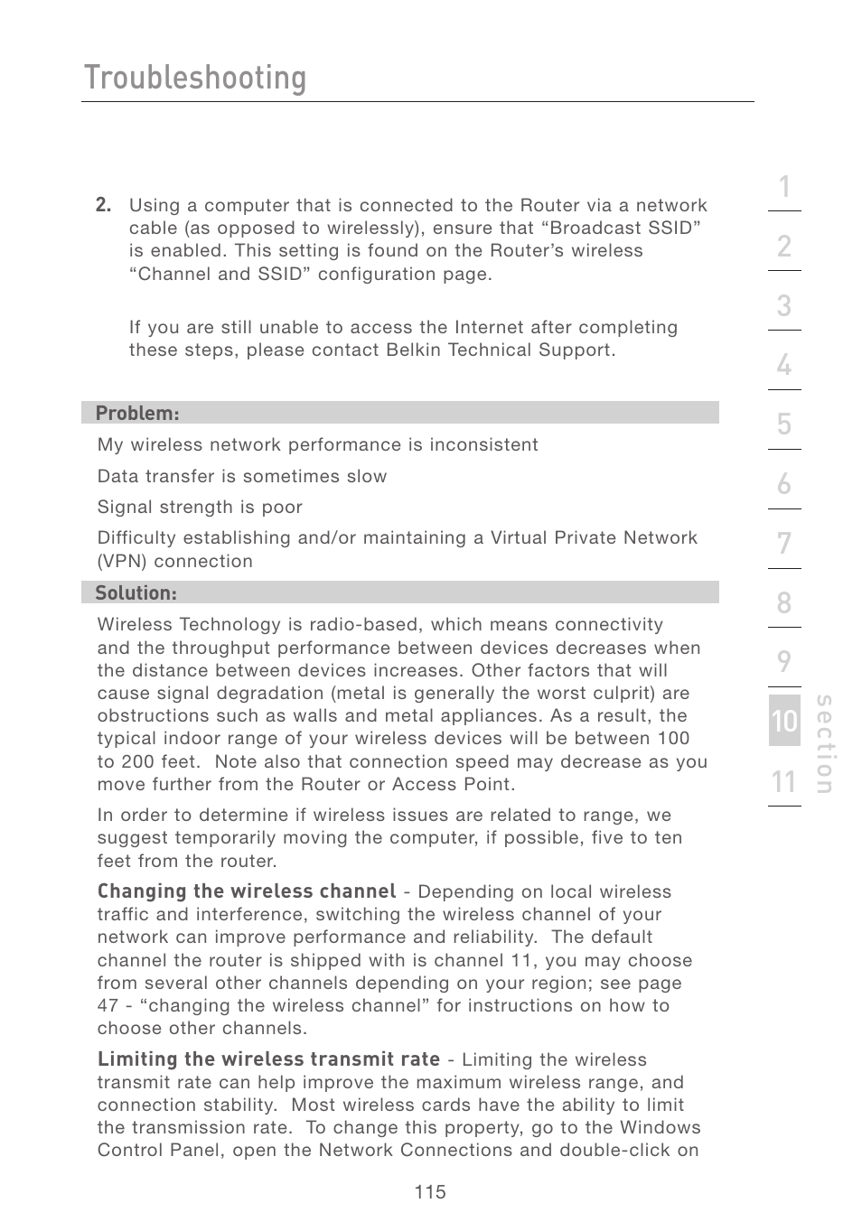 Troubleshooting | Belkin F5D7231-4 User Manual | Page 117 / 133