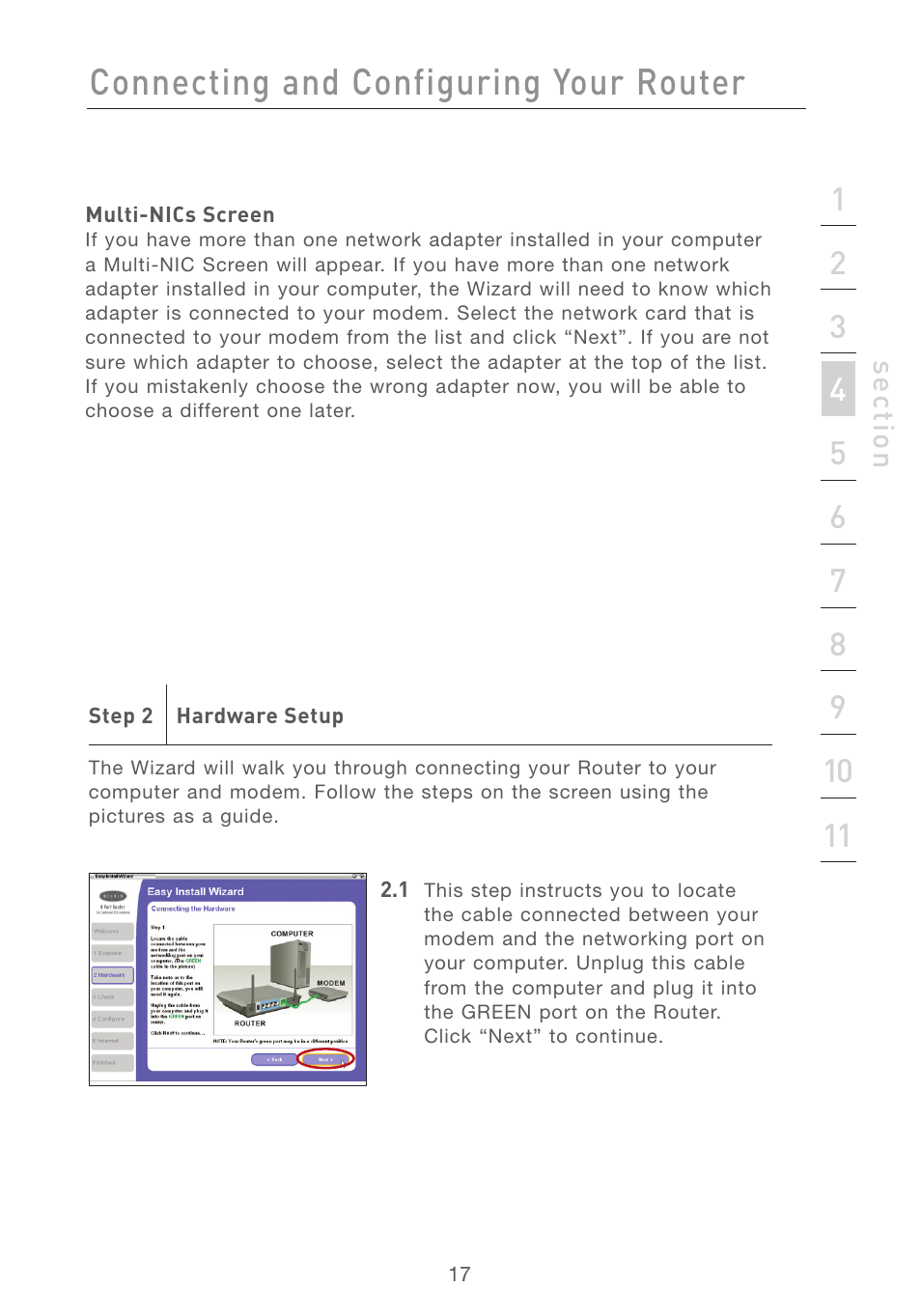 Connecting and configuring your router | Belkin F5D7231-4 User Manual | Page 19 / 133