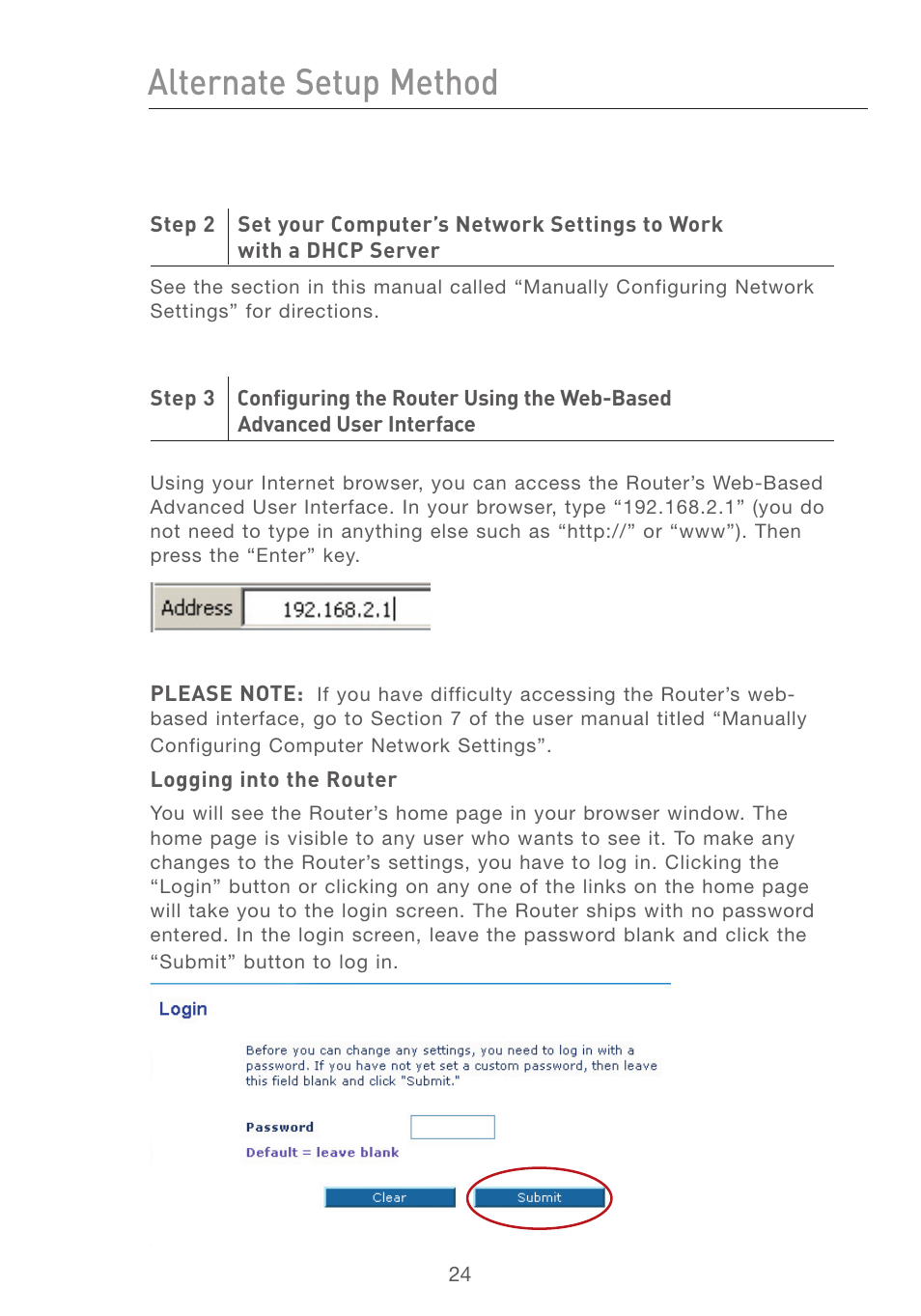 Alternate setup method | Belkin F5D7231-4 User Manual | Page 26 / 133
