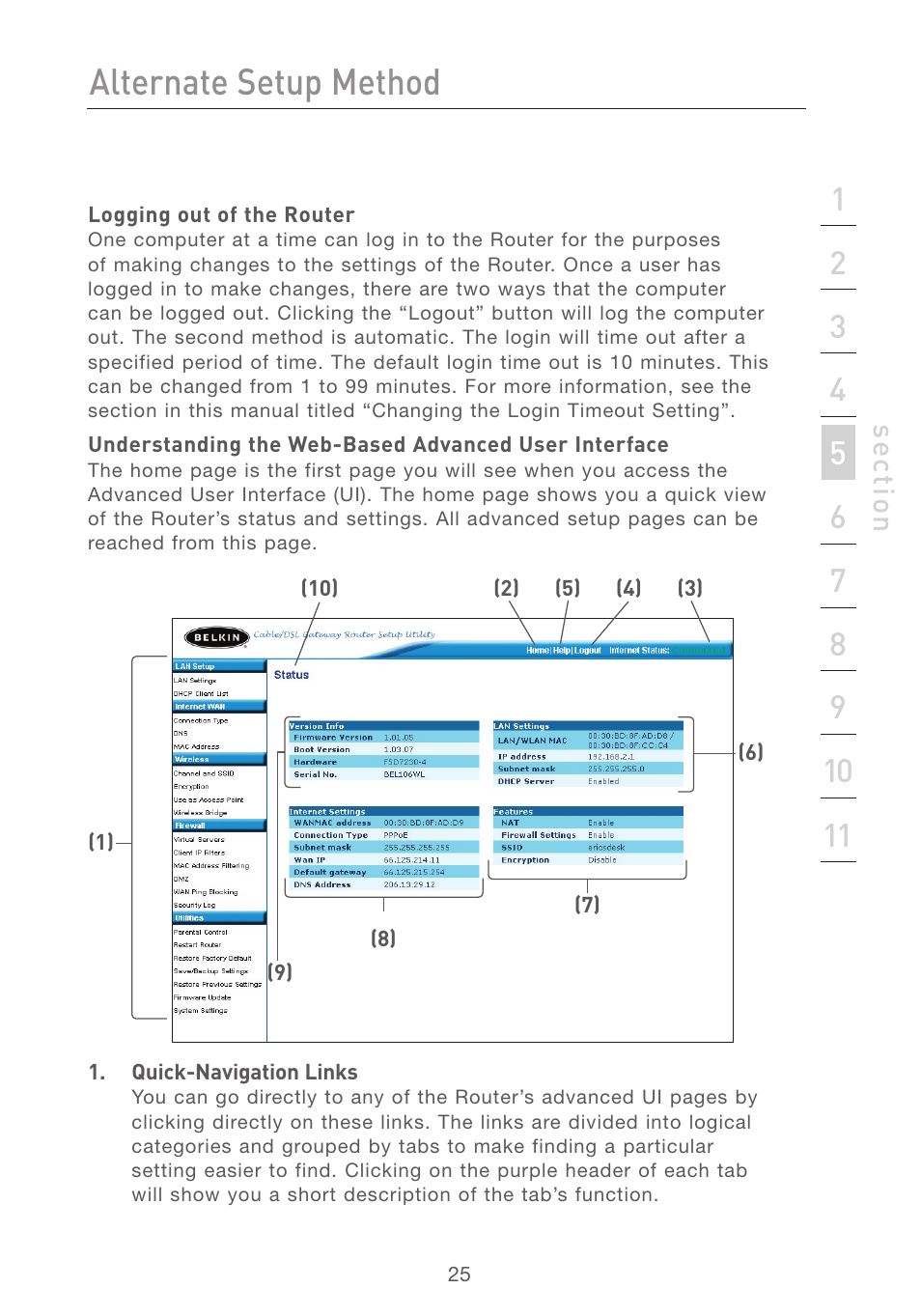 Alternate setup method | Belkin F5D7231-4 User Manual | Page 27 / 133