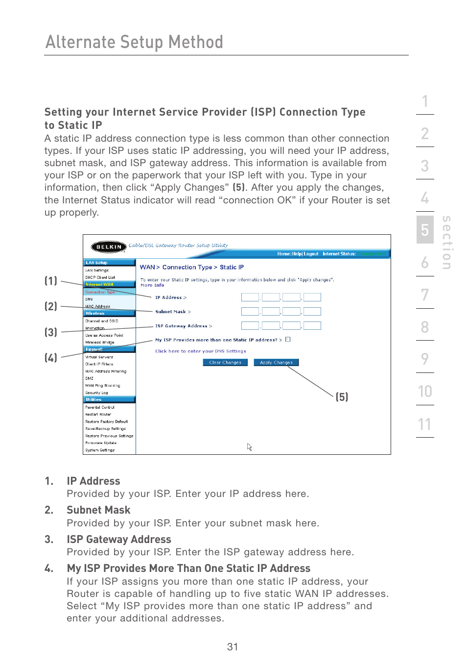 Alternate setup method | Belkin F5D7231-4 User Manual | Page 33 / 133