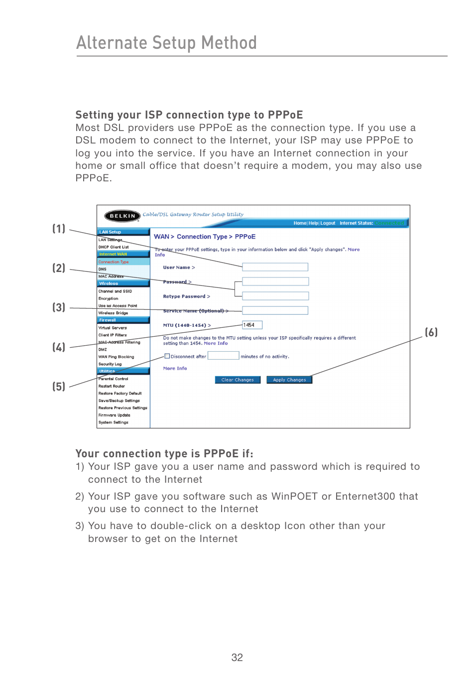 Alternate setup method | Belkin F5D7231-4 User Manual | Page 34 / 133
