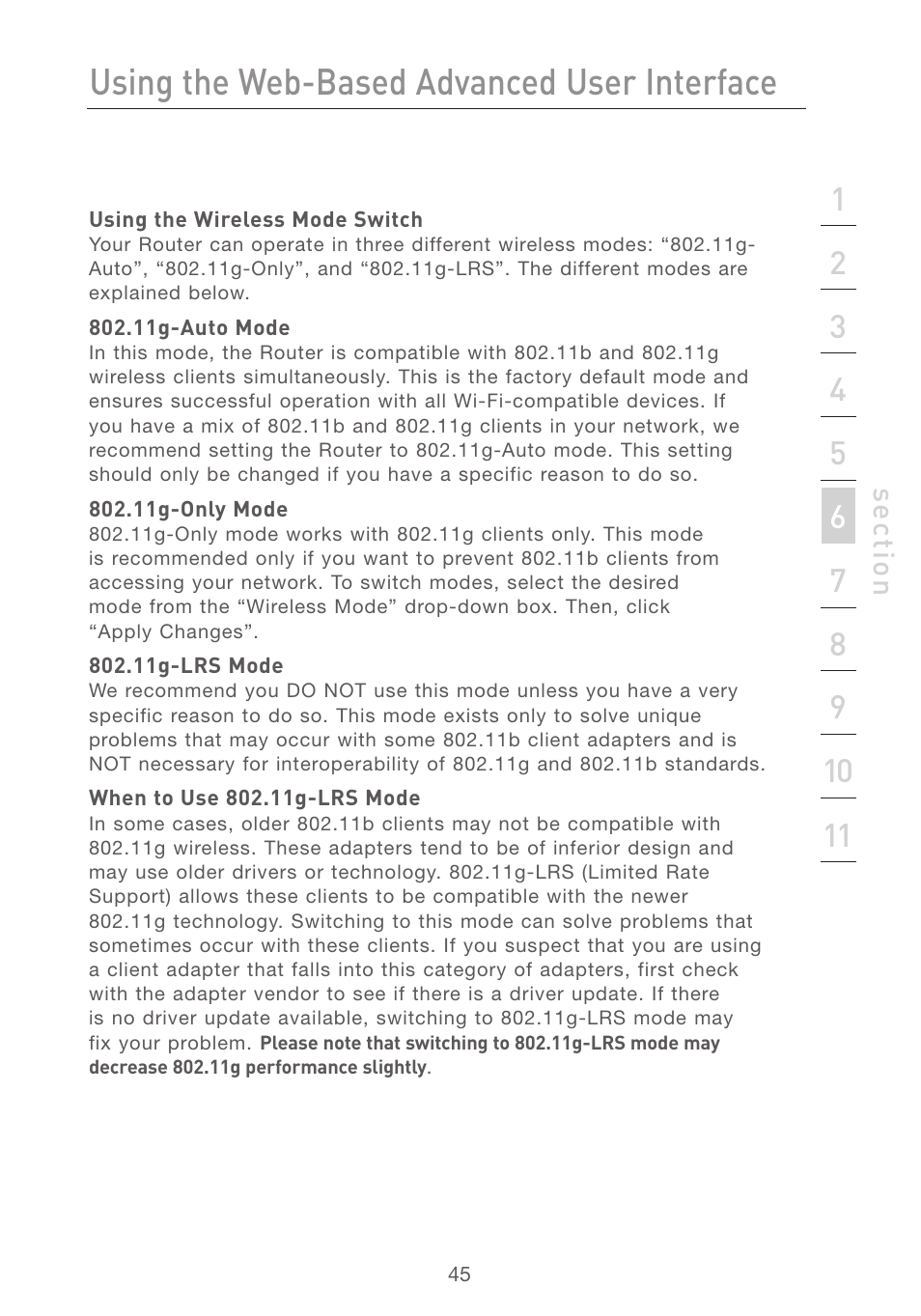 Using the web-based advanced user interface | Belkin F5D7231-4 User Manual | Page 47 / 133