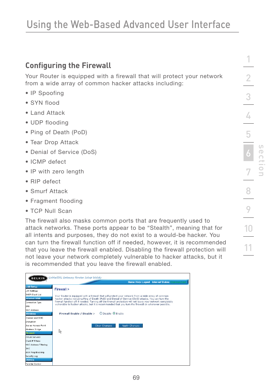 Using the web-based advanced user interface | Belkin F5D7231-4 User Manual | Page 71 / 133