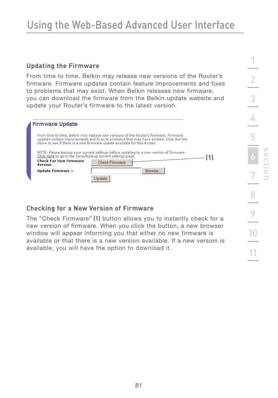 Using the web-based advanced user interface | Belkin F5D7231-4 User Manual | Page 83 / 133