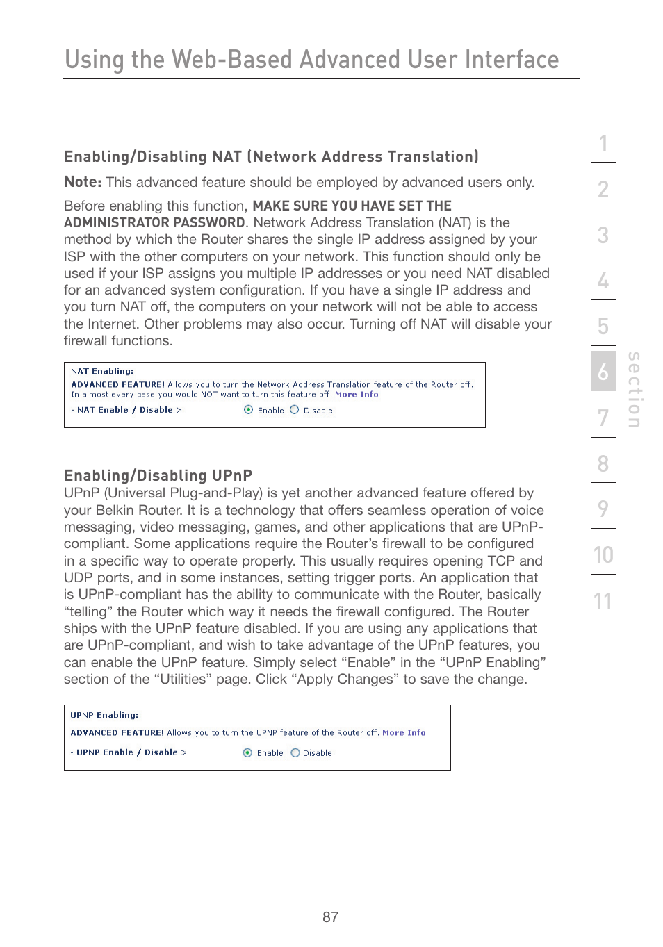 Using the web-based advanced user interface | Belkin F5D7231-4 User Manual | Page 89 / 133