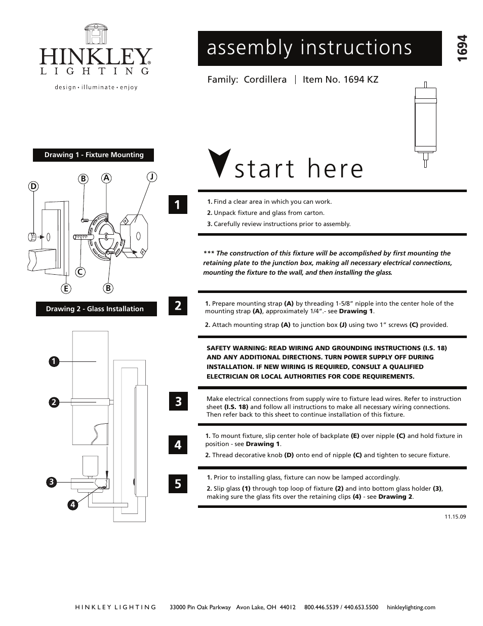 Hinkley Lighting CORDILLERA 1694KZ User Manual | 3 pages