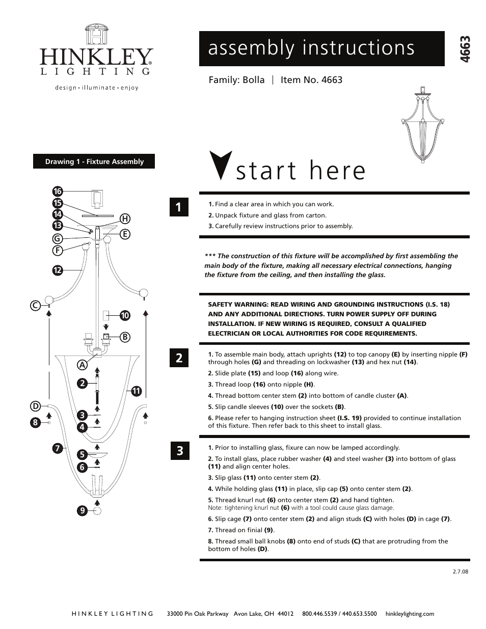 Hinkley Lighting BOLLA 4663OB User Manual | 3 pages