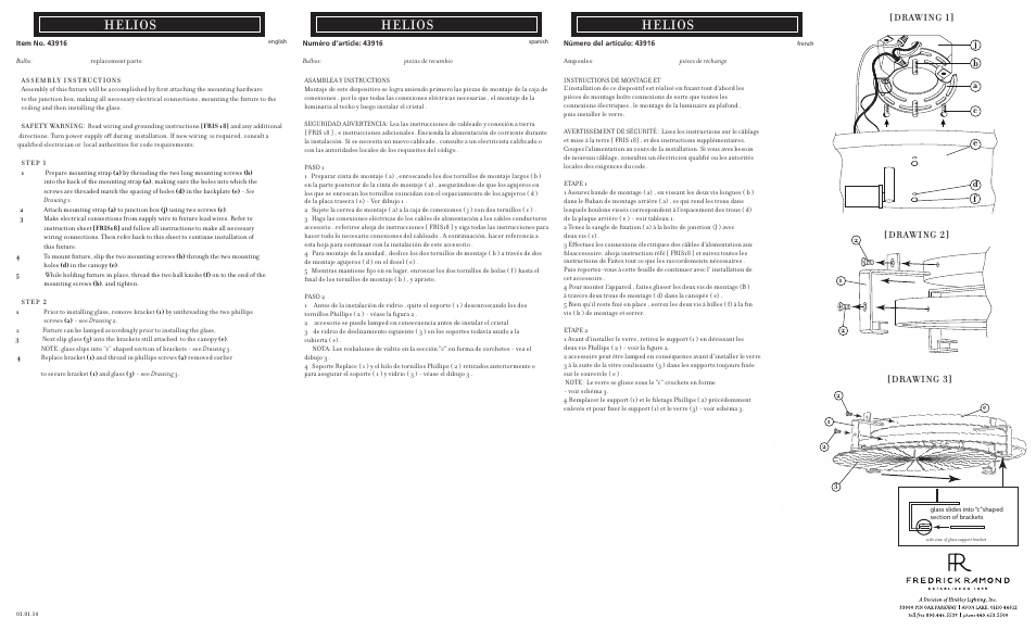 Hinkley Lighting HELIOS FR43916SLF User Manual | 2 pages