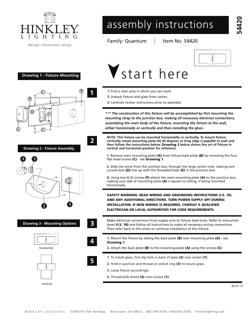 Hinkley Lighting QUANTUM 54420 User Manual | 2 pages