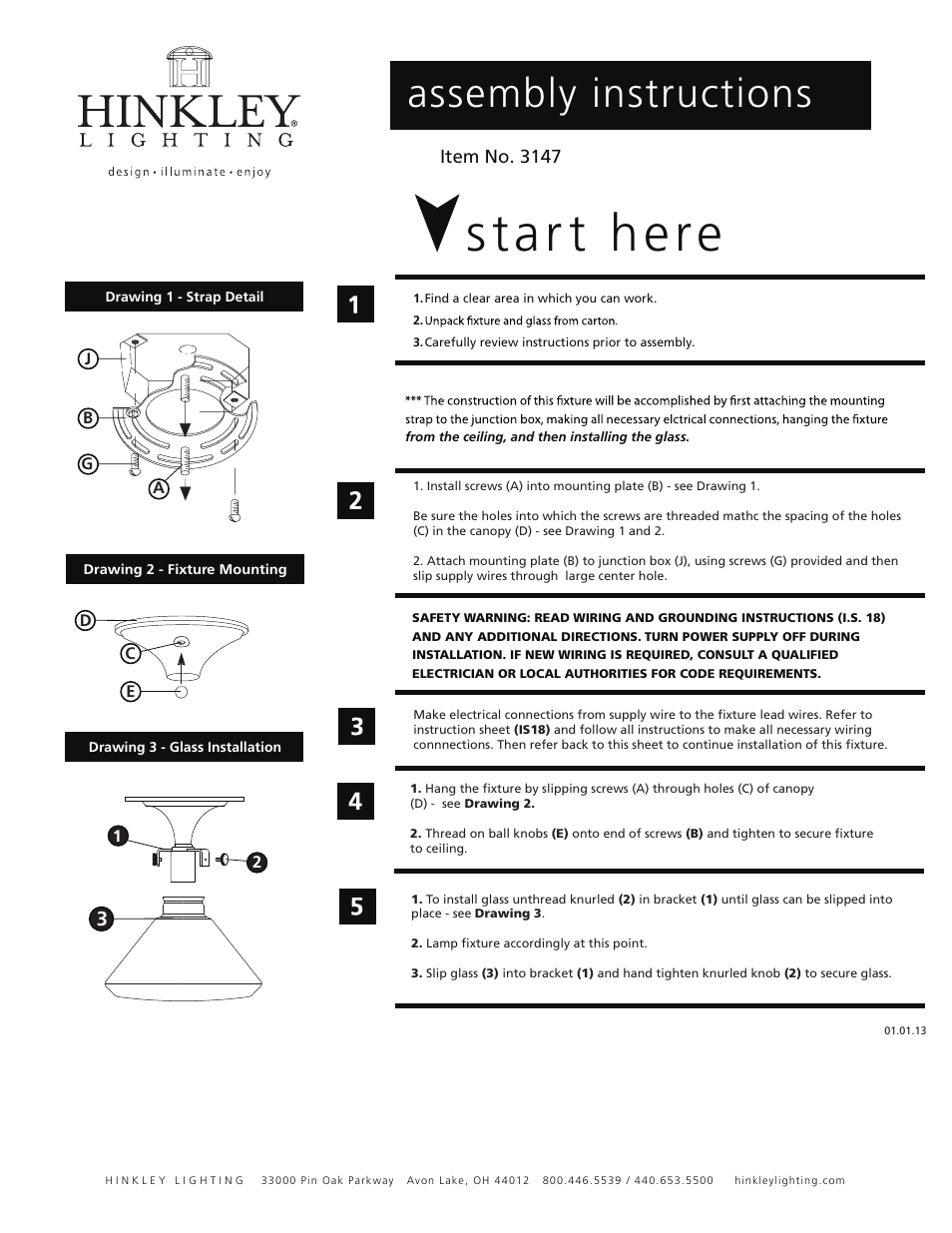 Hinkley Lighting CONGRESS 3147 User Manual | 2 pages
