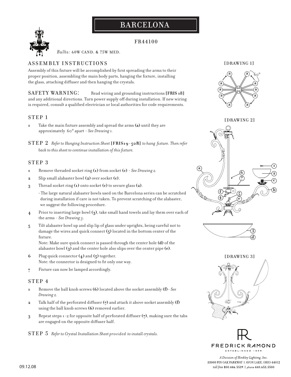 Hinkley Lighting BARCELONA FR44100SLF User Manual | 4 pages
