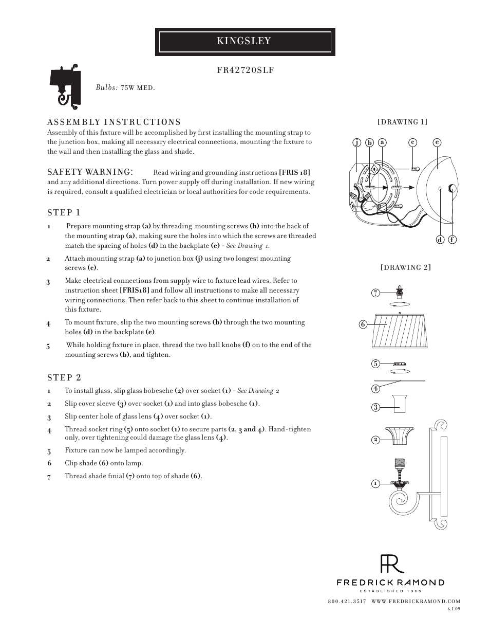 Hinkley Lighting KINGSLEY FR42720SLF User Manual | 1 page