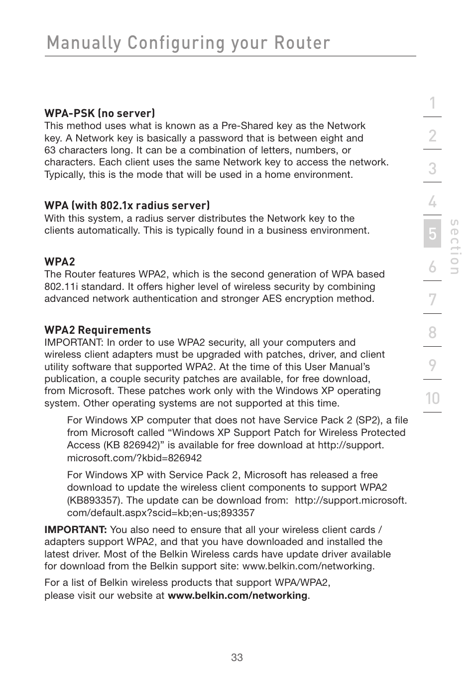 Manually configuring your router | Belkin F5D7632uk4v3000 User Manual | Page 33 / 108